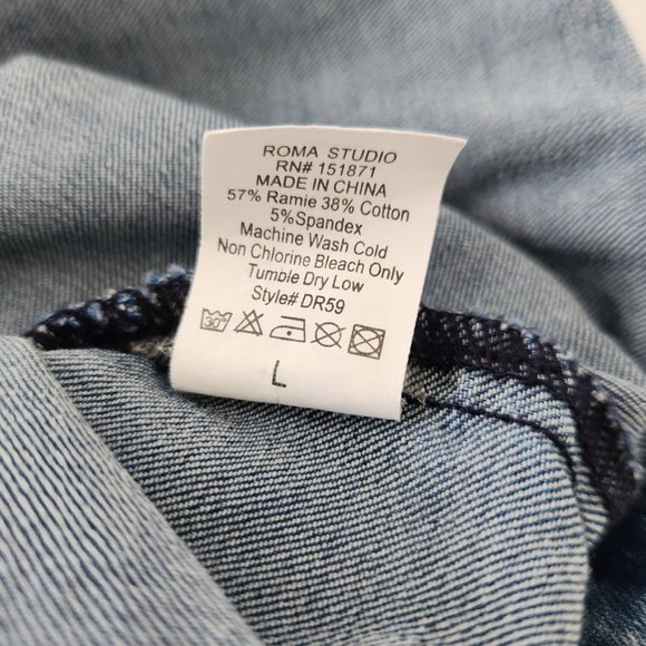 Vintage Y2K Zip Up Denim Dress Medium Blue Sleeveless // Large - Picture 10 of 12